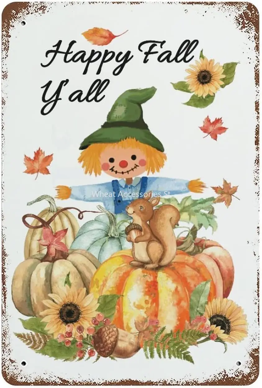 Happy Fall Pumpkin Scarecrow Seasonal Thanksgiving Metal Tin Sign Metal Signs Vintage Happy Fall Y'all Retro Metal Tin
Happy Fall Pumpkin Scarecrow Seasonal Thanksgiving Metal Tin Sign Metal Signs Vintage Happy Fall Y'all Retro Metal Tin