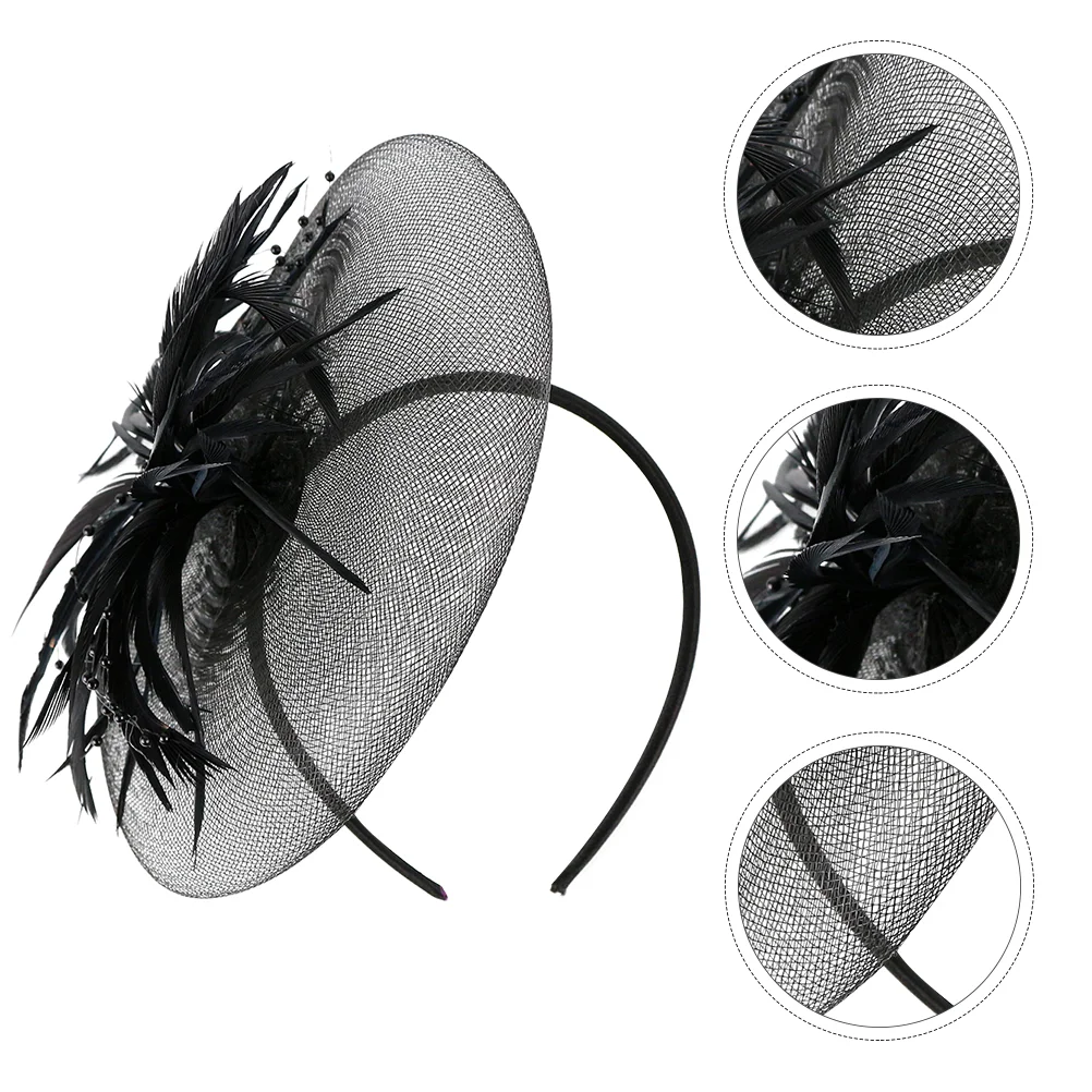 

Decor Mesh Feather Headband Creative Party Headwear Hairpin Bow Clasp Clip Headdress Bride