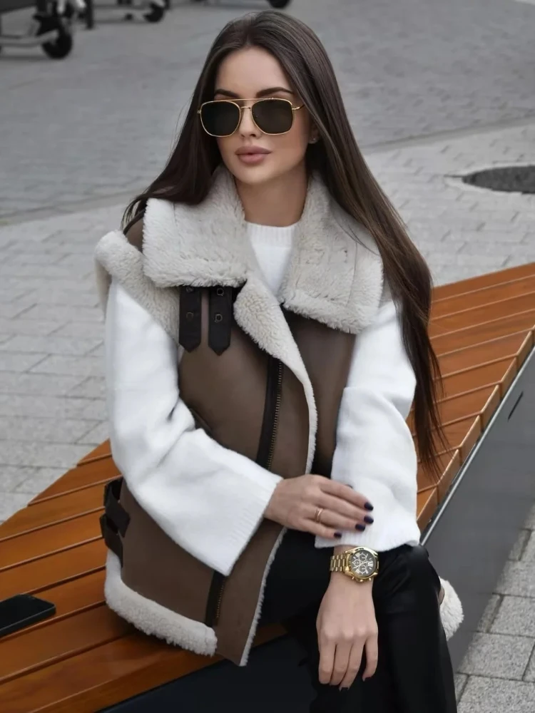2023 Women Fashion Faux Leather Vest Jacket Zipper Fly Sleeveless Waistcoat Coats Autumn Woman Vintage Warm Outerwear
2023 Women Fashion Faux Leather Vest Jacket Zipper Fly Sleeveless Waistcoat Coats Autumn Woman Vintage Warm Outerwear