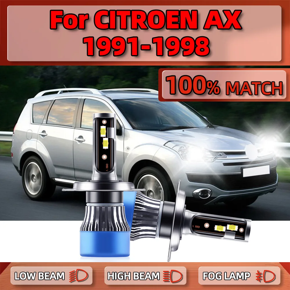 

Canbus LED Headlight Bulbs 120W 20000LM H4 High Low Beam Auto Lamps 12V 6000K For CITROEN AX 1991-1993 1994 1995 1996 1997 1998