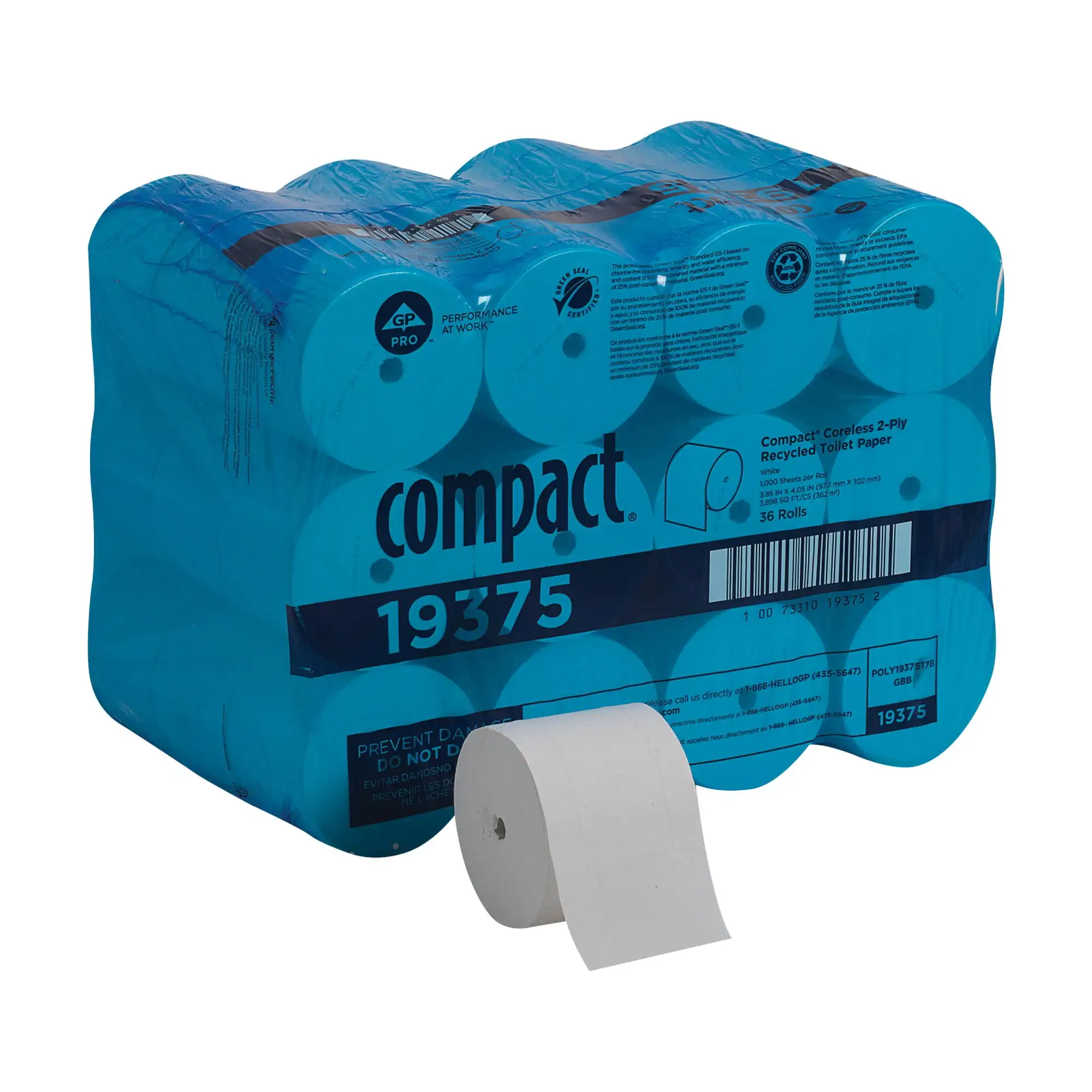 Compact by GP Pro Coreless 2-Ply Bathroom Tissue, 1,000 Sheets Per Roll, Case Of 36 Rolls
Compact by GP Pro Coreless 2-Ply Bathroom Tissue, 1,000 Sheets Per Roll, Case Of 36 Rolls