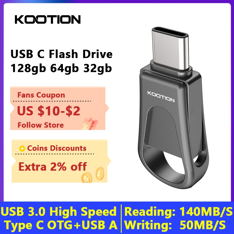 

KOOTION U24 USB 3.0 Pendrive 128gb 64gb 32gb OTG Type C Pen Drive Cle USB Flash Drives Mini Memory Stick for Smartphone MacBook