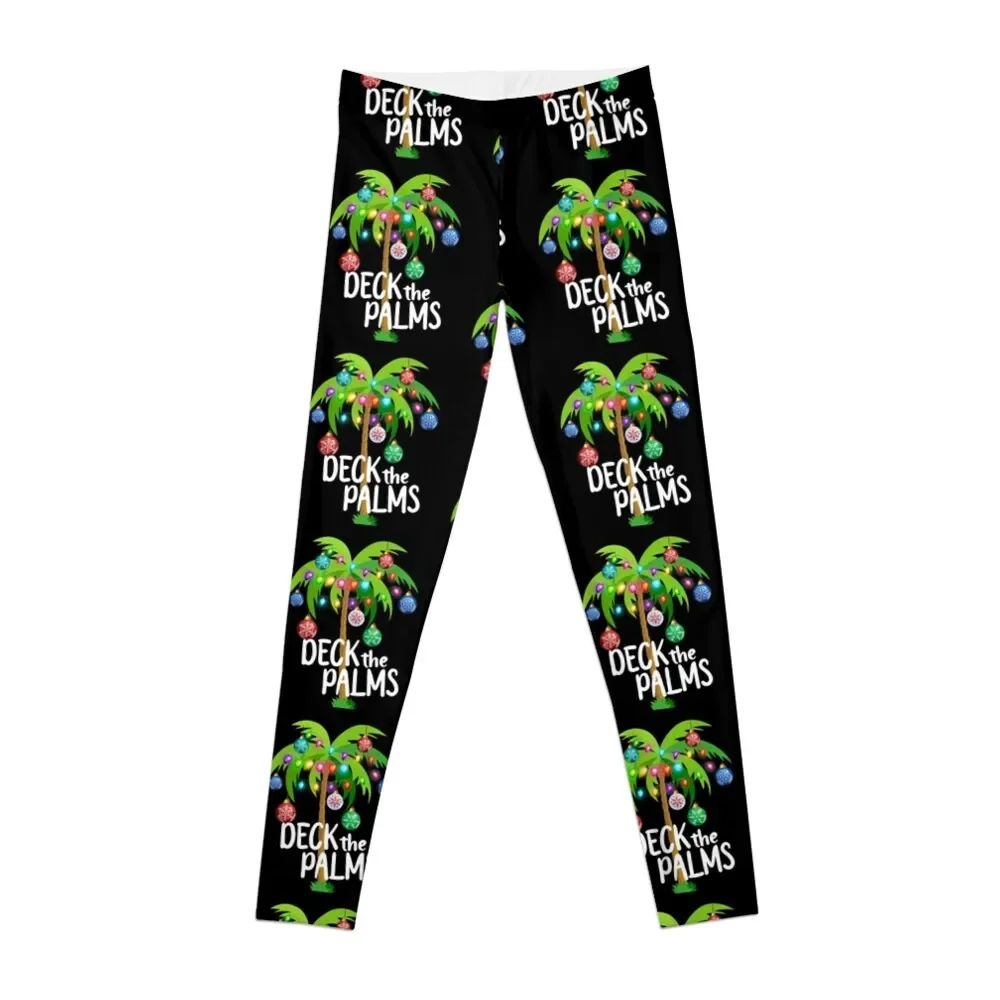 

Deck The Palms Tropical Hawaii Christmas Palm Tree Leggings Sports pants woman gym sportswear woman Womens Leggings