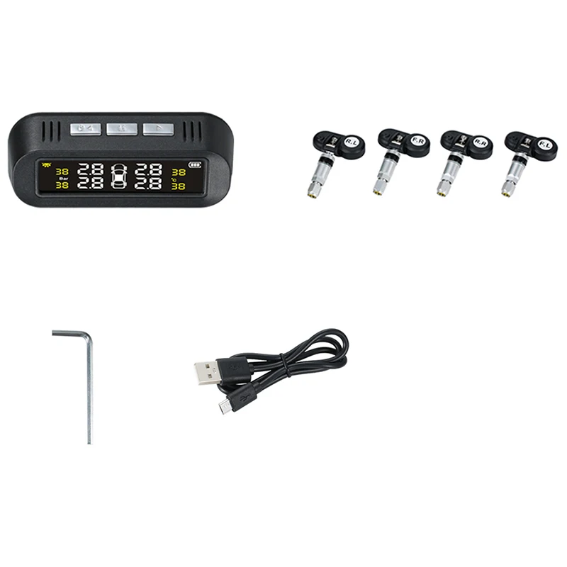 

Tpms Solar Power Universal,Wireless Tire Pressure Monitoring System With 4 Internal Sensors,Real-Time Displays 4 Tires'Pressure