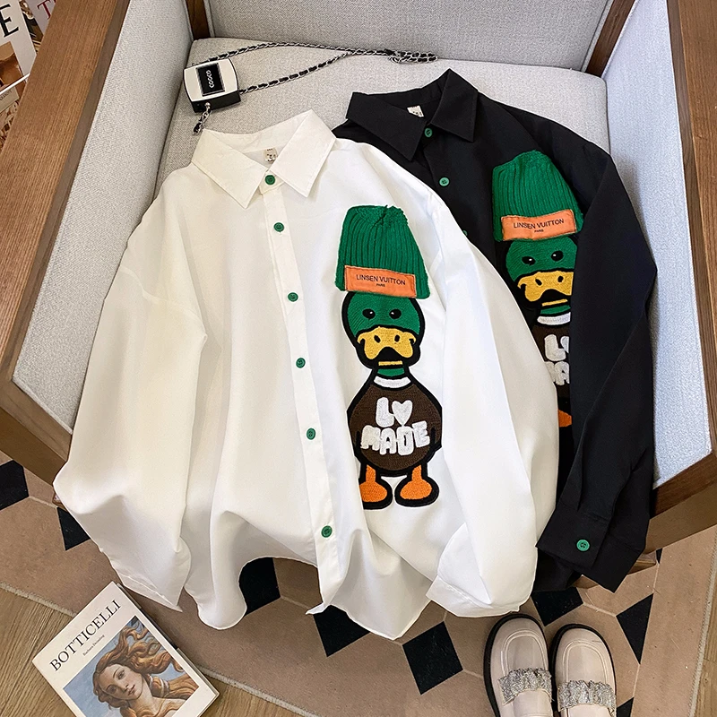 Women Embroidery Long White Blouse Button Up Turn Down Collar Full Sleeve Shirt Tower Duck Casual Feminina Top Shirt
Women Embroidery Long White Blouse Button Up Turn Down Collar Full Sleeve Shirt Tower Duck Casual Feminina Top Shirt