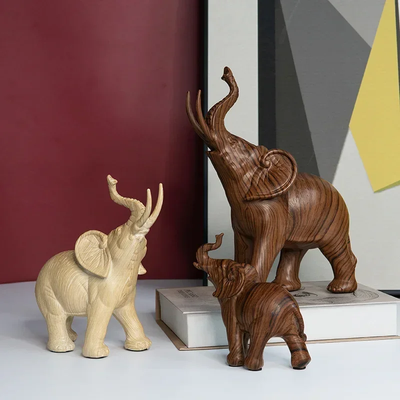 

Статуэтка со слоном из древесины, креативное украшение для комнаты, художественная статуэтка слона, ремесла из смолы, домашний декор, декор для крыльца, настольного декора