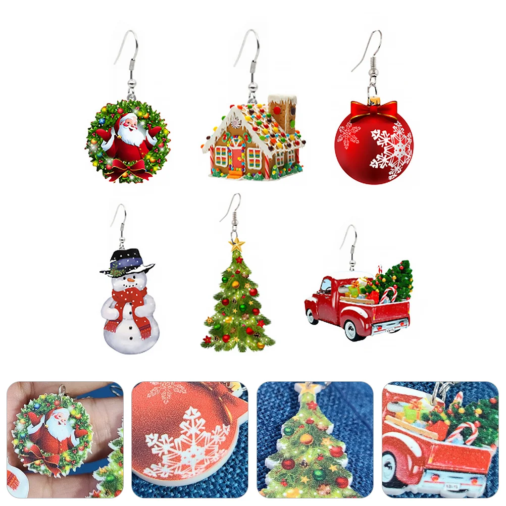 6 Pairs Ear Christmas Earrings Woman Dangle Hoop for Women Xmas Stud Women's Decors
6 Pairs Ear Christmas Earrings Woman Dangle Hoop for Women Xmas Stud Women's Decors