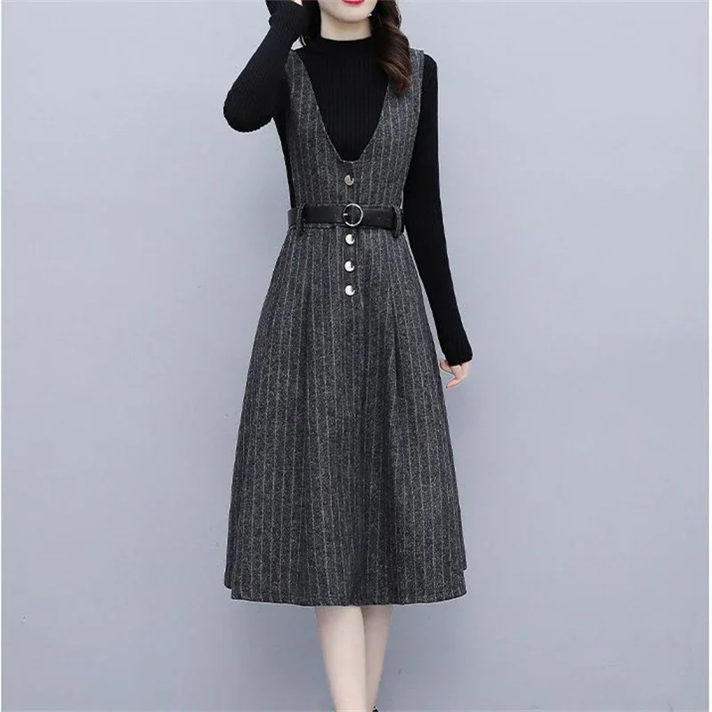 Slim Sleeveles Dress 2 Piece Set Thick Knitted Tops+A-line Belt Midi Vestido Conjuntos Winter Plus Size 4xl Dresses Outfit N328
Slim Sleeveles Dress 2 Piece Set Thick Knitted Tops+A-line Belt Midi Vestido Conjuntos Winter Plus Size 4xl Dresses Outfit N328