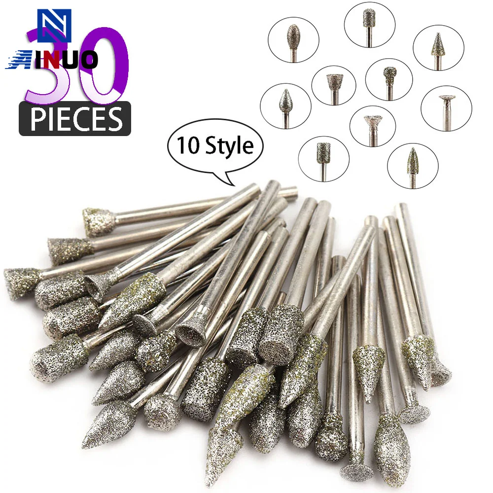 30Pcs Diamond Grinding Head Diamond Point Burr Bits Carving Polishing Set Mounted Mini Drill Tool 3mm Shank
30Pcs Diamond Grinding Head Diamond Point Burr Bits Carving Polishing Set Mounted Mini Drill Tool 3mm Shank