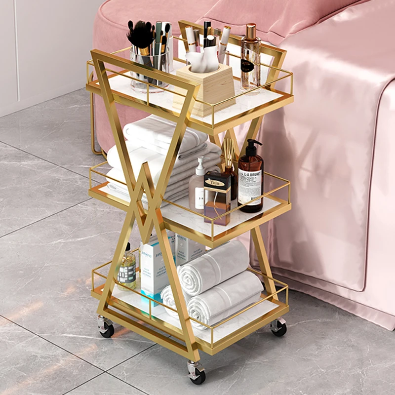 

Wheels Beauty Salon Trolley Tool Auxiliary Hair Utility Display Cart Rolling Aesthetic Carrito Auxiliar Salon Furniture HD50TC