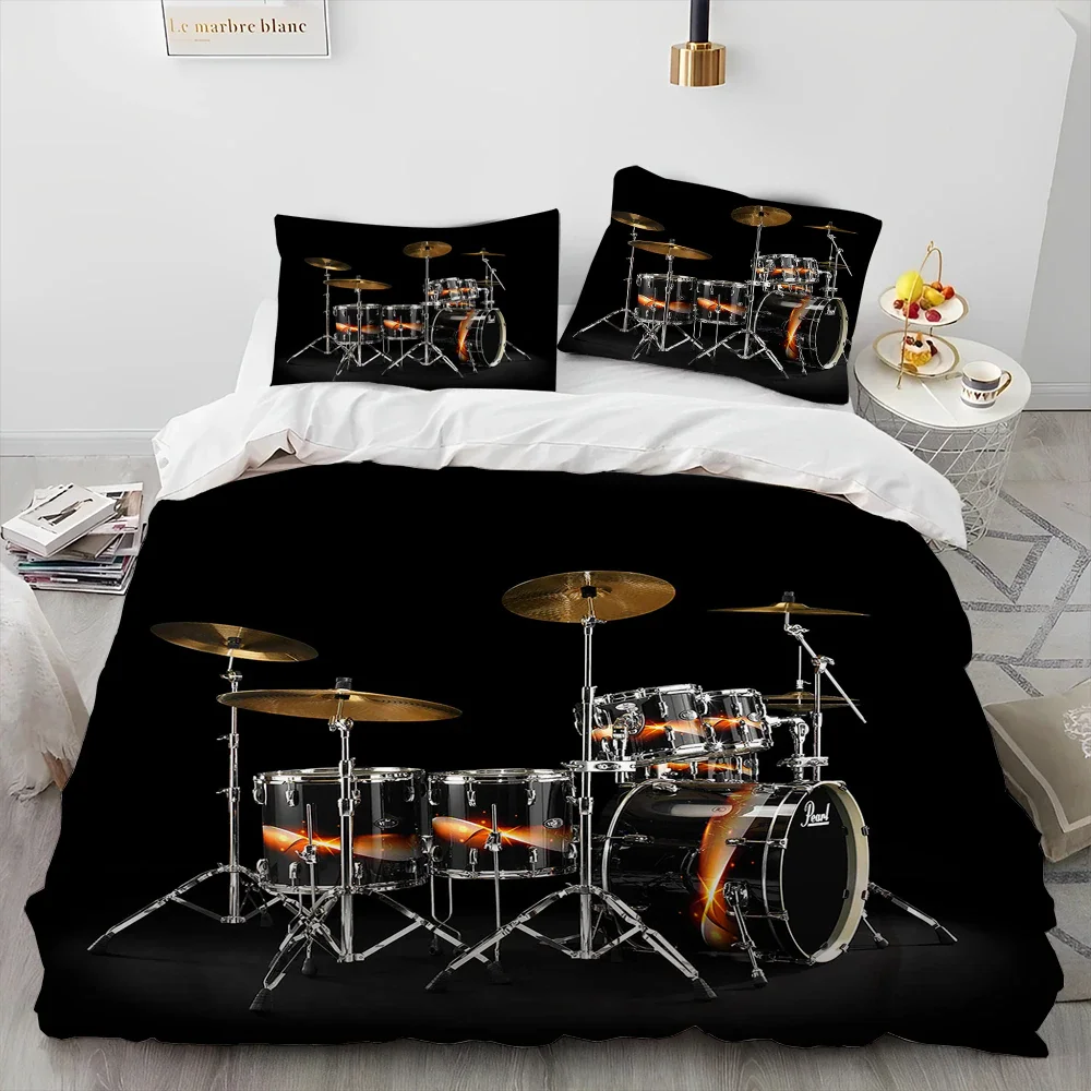 

Drum Kit Music Instruments Guitar Comforter Bedding Set,Duvet Cover Bed Set Quilt Cover Pillowcase,King Queen Size Bedding Set
