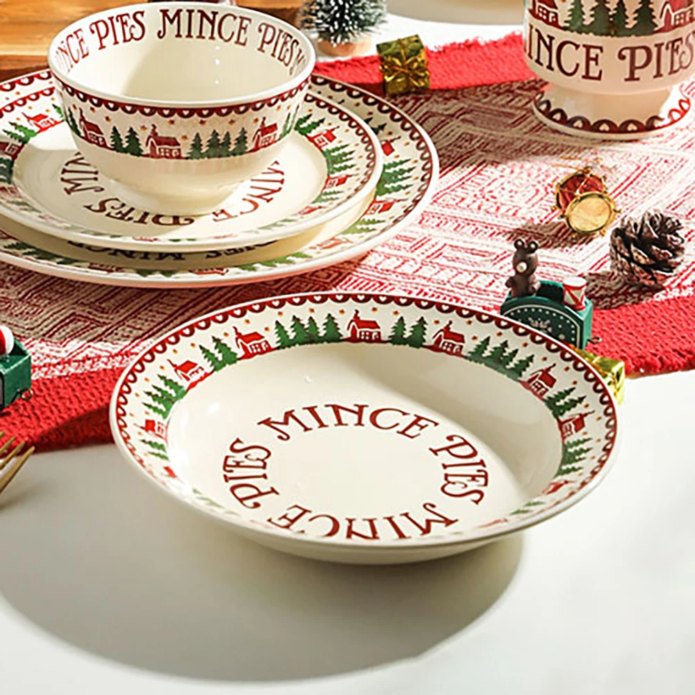 

Christmas Ceramic Deep Soup Plate 9 Inch Underglaze Safe in Oven For Salad Noodles Dinner Cake Sauce Dish Small Mug CZY-B1205