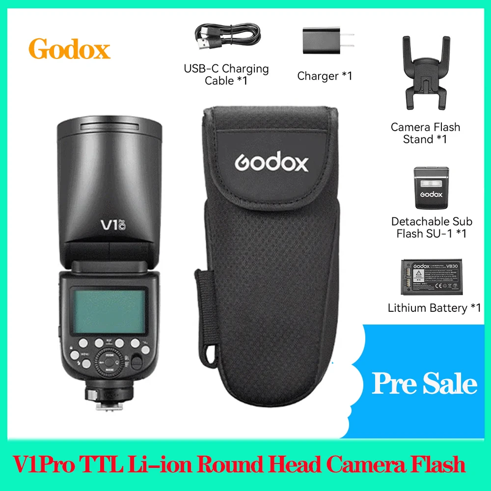 

(pre-sale)Godox V1 Pro TTL HSS 1/8000s Li-ion Round Head Speedlite Flash for Canon Nikon Sony Fuji Olympus Camera Flash