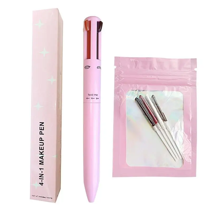 

4 In 1 Waterproof Eyeliner Pencil Matte Lip Pen Eyebrow Marker Rotating Pen Long-Wear Sweatproof For Natural Daily Makeup