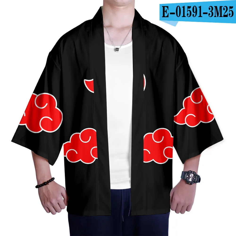 

3D Cosplay Naruto Adult Kimono Three-quarter Sleeves Men's Japanese-style Printed Cardigan Robes for Men and Women