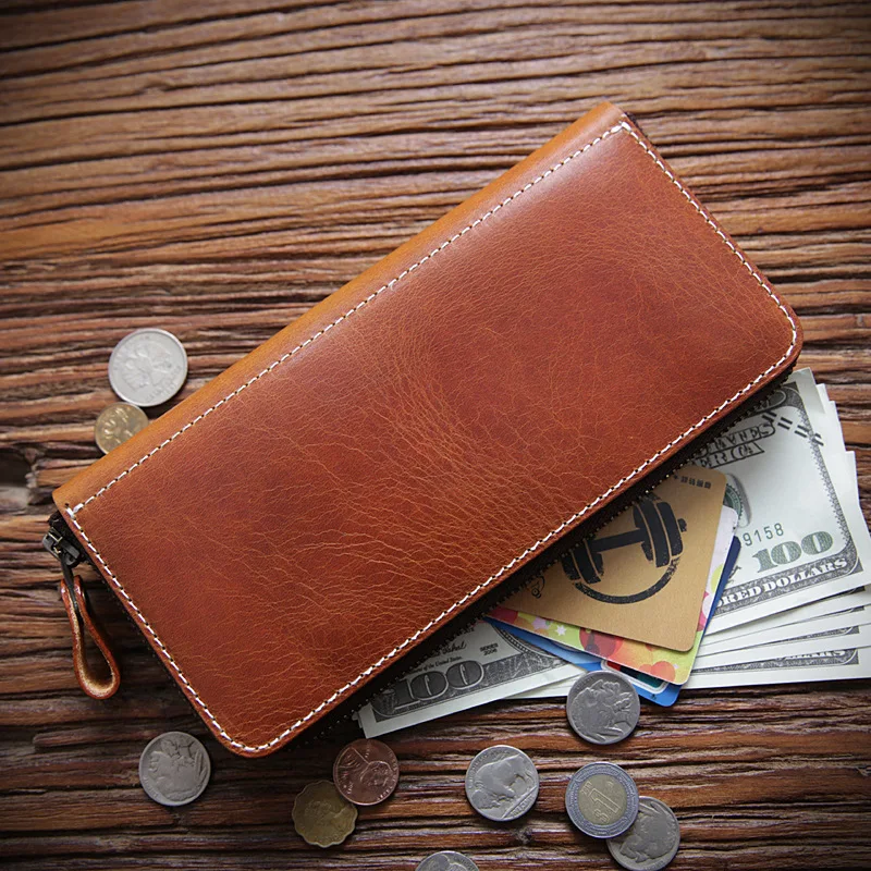 Handmade Retro Men's Long Wallet With Zipper Top Layer Cowhide Wallet Casual Handbag
Handmade Retro Men's Long Wallet With Zipper Top Layer Cowhide Wallet Casual Handbag