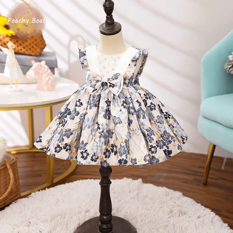 

Baby Girl Princess Tutu Dress Infant Toddler Child Bow Vintage Flower Vestido Party Pageant Birthday Frocks Baby Clothes 1-10Y