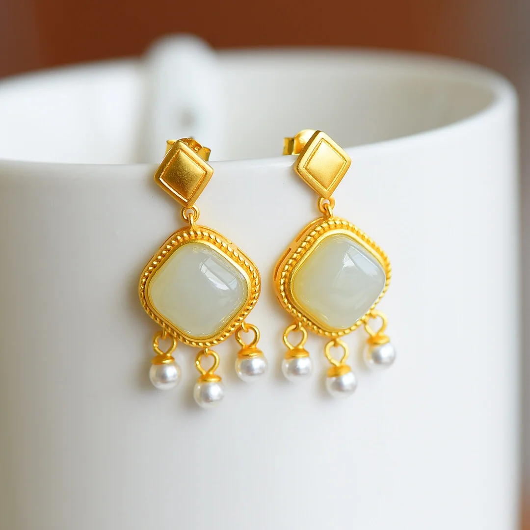 2415-6# Sweet Lady Women Square HETIAN White Jade S925 Pure Silver Natural Nephrite Cheongsam Party Earrings
2415-6# Sweet Lady Women Square HETIAN White Jade S925 Pure Silver Natural Nephrite Cheongsam Party Earrings