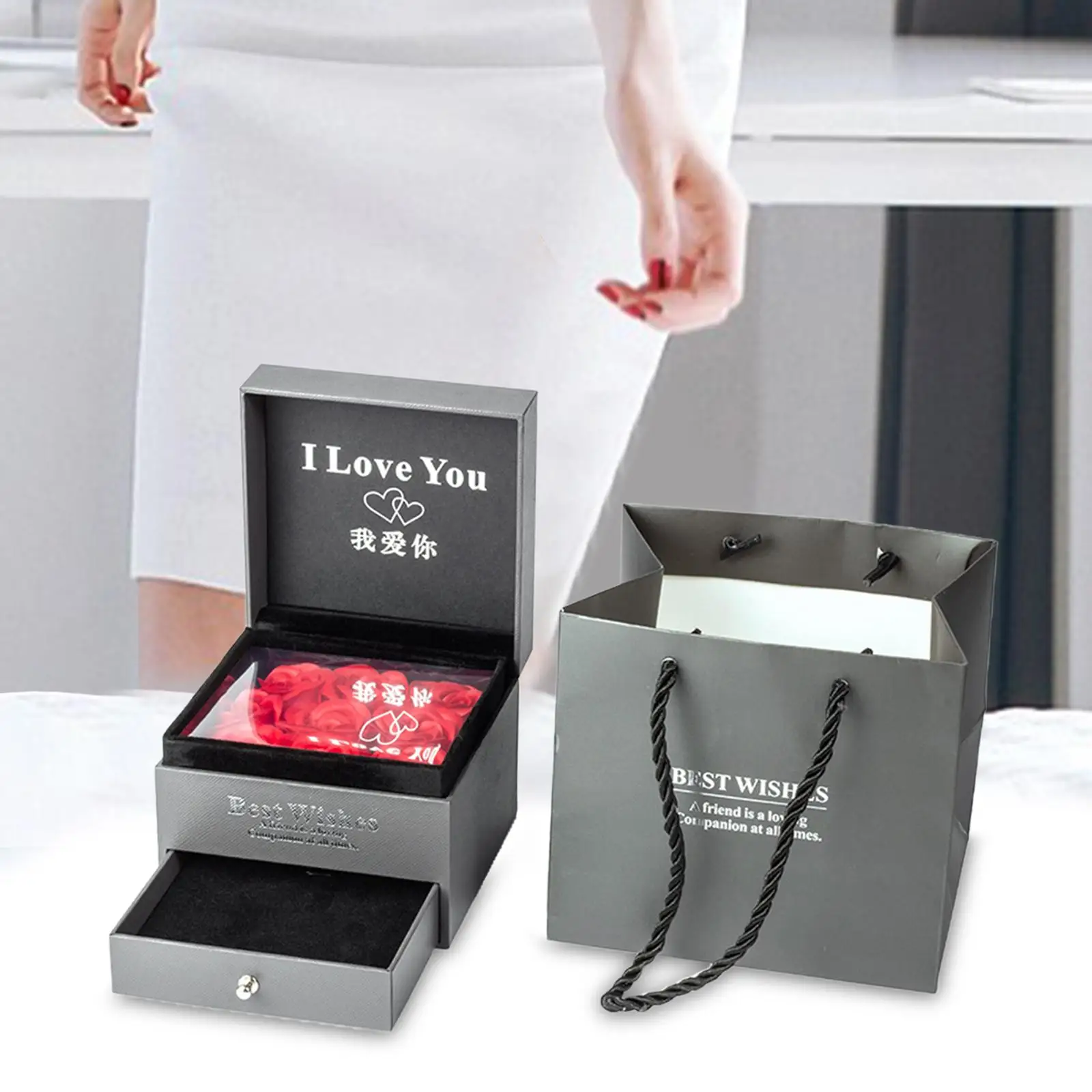 Jewelry Rose Gift Box Luxury Creative Jewelry Storage Box Jewelry Display Case for Valentine's Day Thanksgiving Day Wedding Wife
Jewelry Rose Gift Box Luxury Creative Jewelry Storage Box Jewelry Display Case for Valentine's Day Thanksgiving Day Wedding Wife