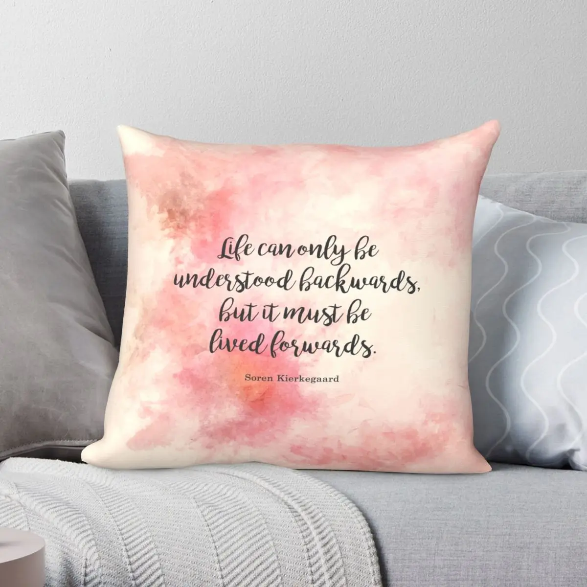 

Life Can Only Be Understood Backwards Square Pillowcase Polyester Linen Velvet Printed Decor Throw Pillow Case Room Cushion