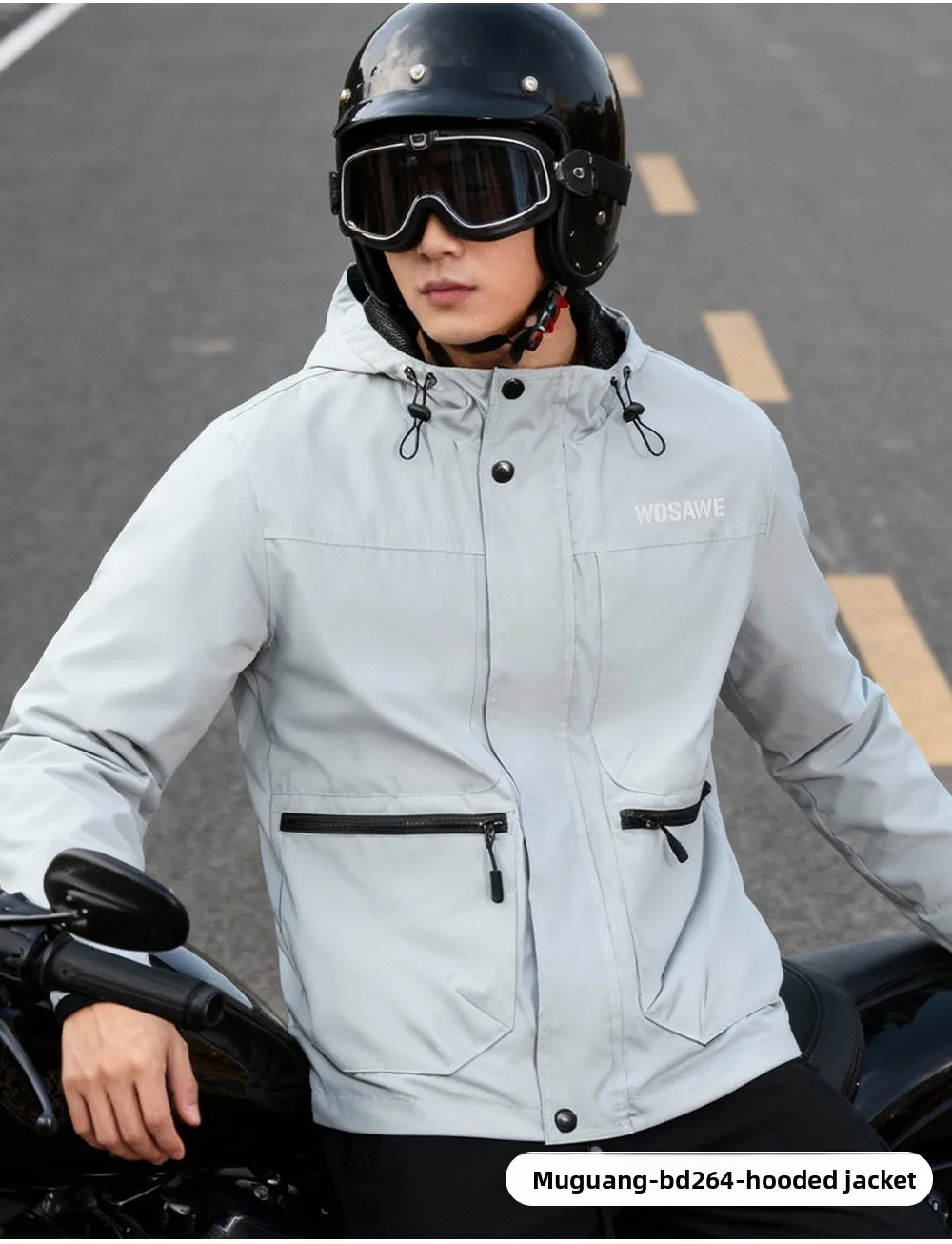 سترة رجالية من WOSAWE مع غطاء للرأس ومقاومة للماء والرياح للرجال والنساء، مناسبة لركوب الدراجات والمشي لمسافات طويلة والجري، سترة بأسلوب الهيب هوب سترة رجالية من WOSAWE مع غطاء للرأس ومقاومة للماء والرياح للرجال والنساء، مناسبة لركوب الدراجات والمشي لمسافات طويلة والجري، سترة بأسلوب الهيب هوب