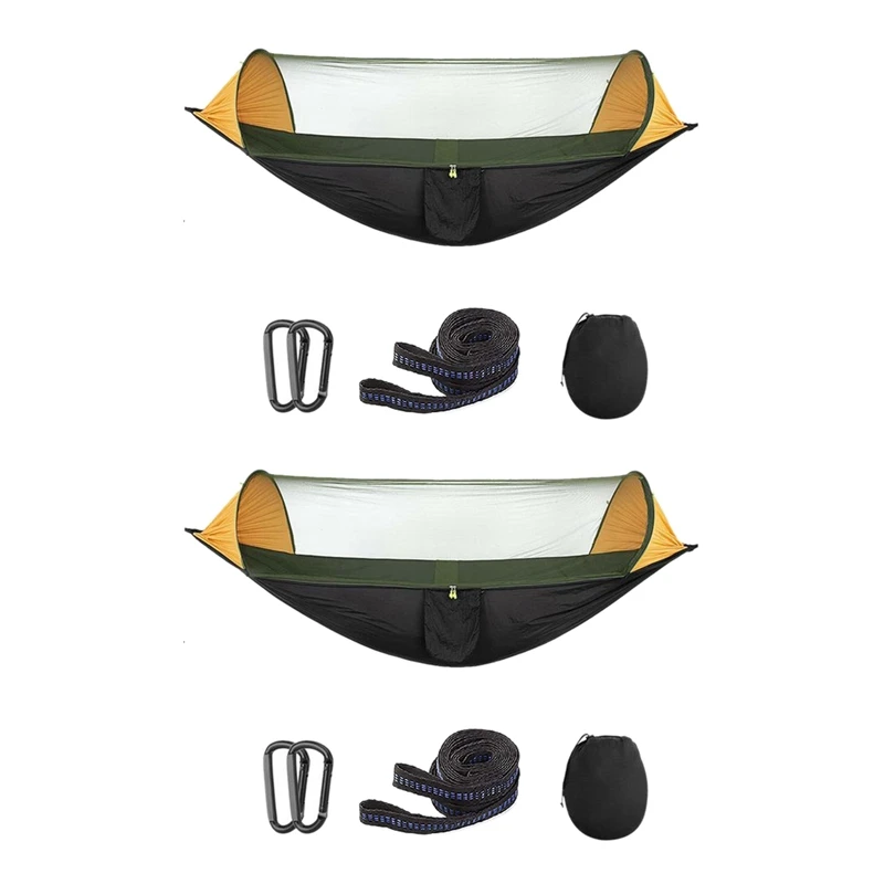 2X Portable Automatic Camping Hammock With Mosquito Net,Folding Multi Use Hammock Swing For Outdoor Camping,Black&Yellow
2X Portable Automatic Camping Hammock With Mosquito Net,Folding Multi Use Hammock Swing For Outdoor Camping,Black&Yellow