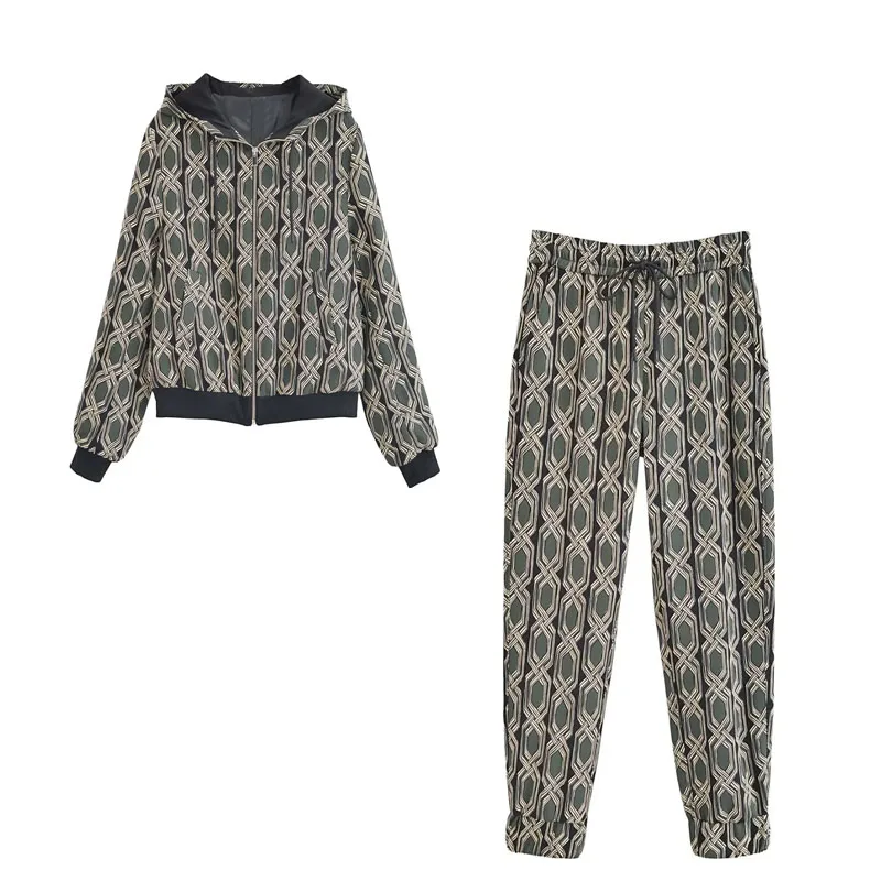 TRAF Women 2 Pieces Sets Fashion Hooded Geometric Printed Bomber Jacket Vintage Long Sleeves Drawstring Hood Jacket+Joggers Sets
TRAF Women 2 Pieces Sets Fashion Hooded Geometric Printed Bomber Jacket Vintage Long Sleeves Drawstring Hood Jacket+Joggers Sets