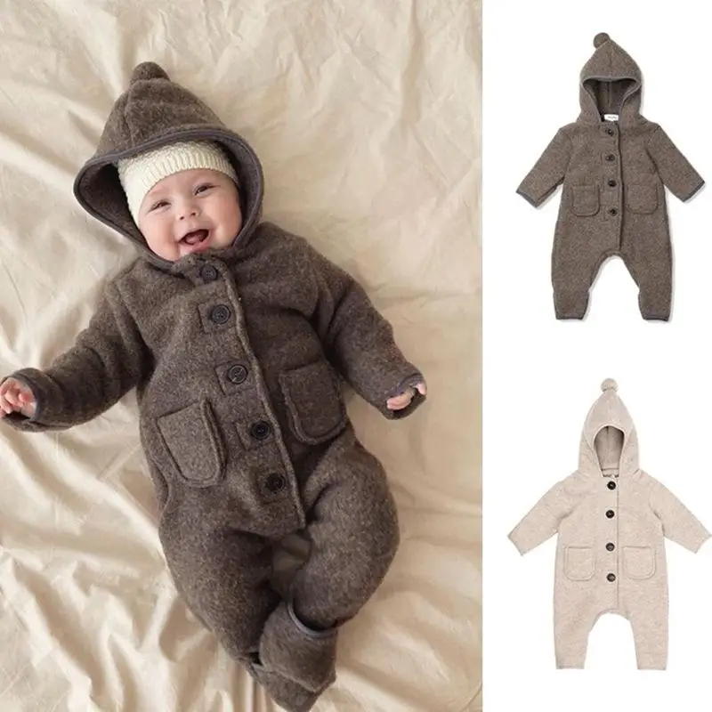 2024 Hooded Bodysuits & One-pieces for Newborn Baby Hoodied Woollen Jumpsuits for Kids Children Single-breasted Overall& Footies
2024 Hooded Bodysuits & One-pieces for Newborn Baby Hoodied Woollen Jumpsuits for Kids Children Single-breasted Overall& Footies