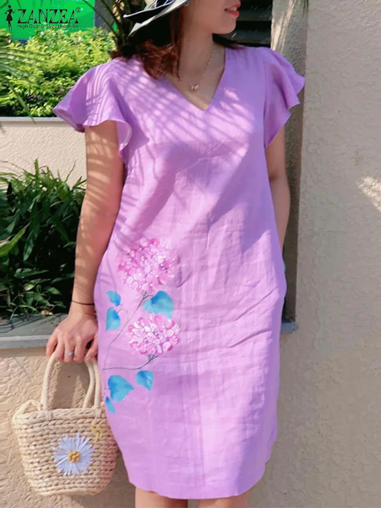 ZANZEA Leisure Flower Printed Vestidos Casual Knee-length Dress Women Holiday Ruffles Sleeve Beach Dress Vintage V Neck Sundress
ZANZEA Leisure Flower Printed Vestidos Casual Knee-length Dress Women Holiday Ruffles Sleeve Beach Dress Vintage V Neck Sundress