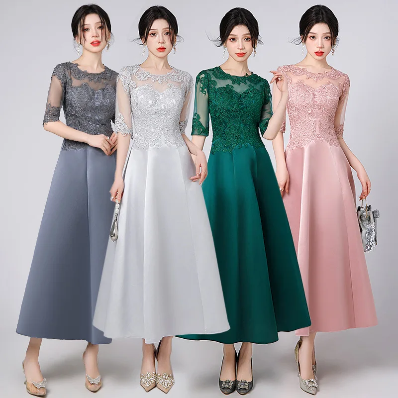 

Elegant Satin Bridesmaids Group Dresses Church Wedding Party Gown Plus Size Green Bridesmaid Dress