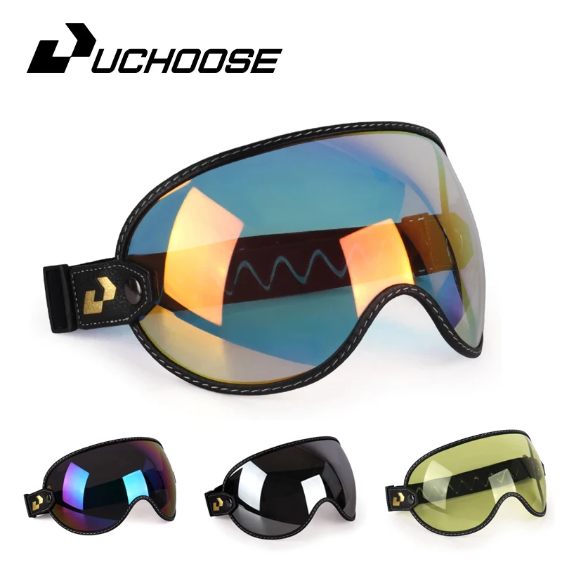 

Uchoose Retro Motorcycle Goggle Universal Bubble Visor UV Protection Vintage Motorbike Riding Glasses Helmet Lens Shield Durable