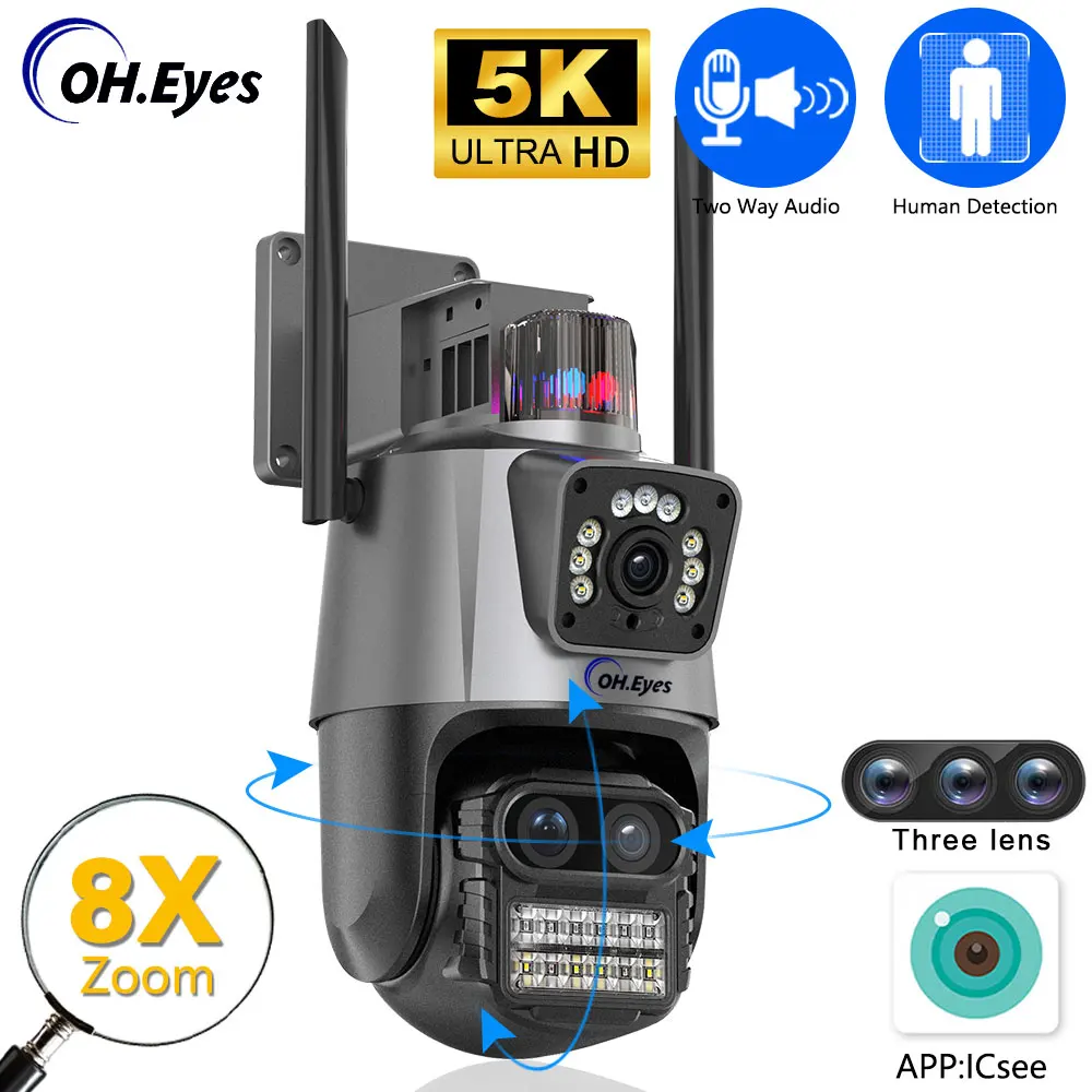 9MP 5K Three Lens Dual Screen Wireless Surveillance Camera Security Wifi IP Camera CCTV Street Surveillance Infrared Led Alarm
9MP 5K Three Lens Dual Screen Wireless Surveillance Camera Security Wifi IP Camera CCTV Street Surveillance Infrared Led Alarm