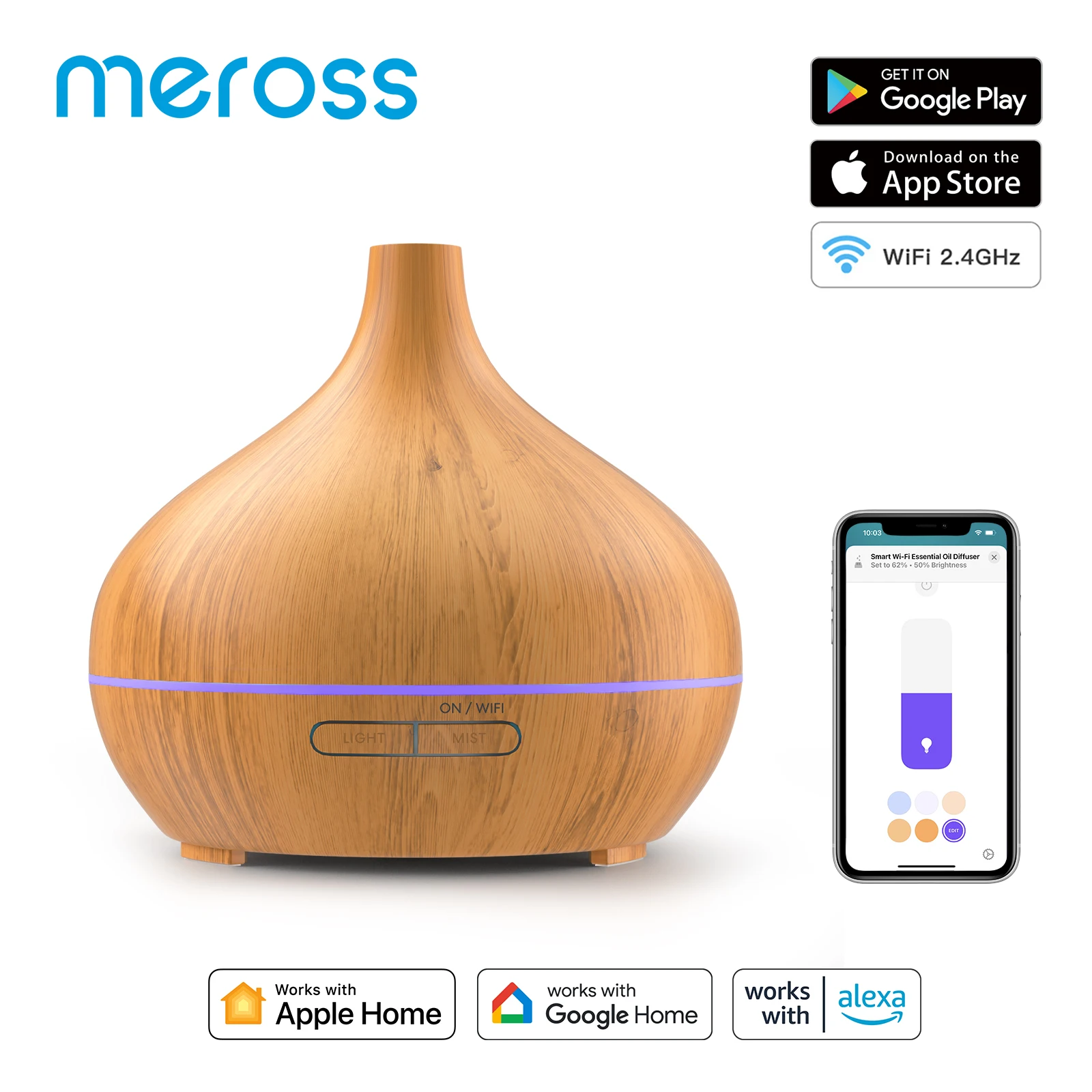 Meross HomeKit Smart Essential Oil Diffuser WiFi Air Humidifier UK/EU/US/AU Plug Work with Apple HomeKit Siri Alexa Google Home
Meross HomeKit Smart Essential Oil Diffuser WiFi Air Humidifier UK/EU/US/AU Plug Work with Apple HomeKit Siri Alexa Google Home