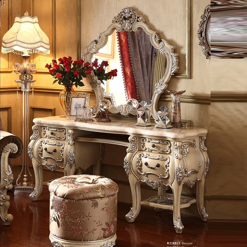 French court dressing table combination European style carved high-end luxury solid wood dressing cabinet customization
French court dressing table combination European style carved high-end luxury solid wood dressing cabinet customization