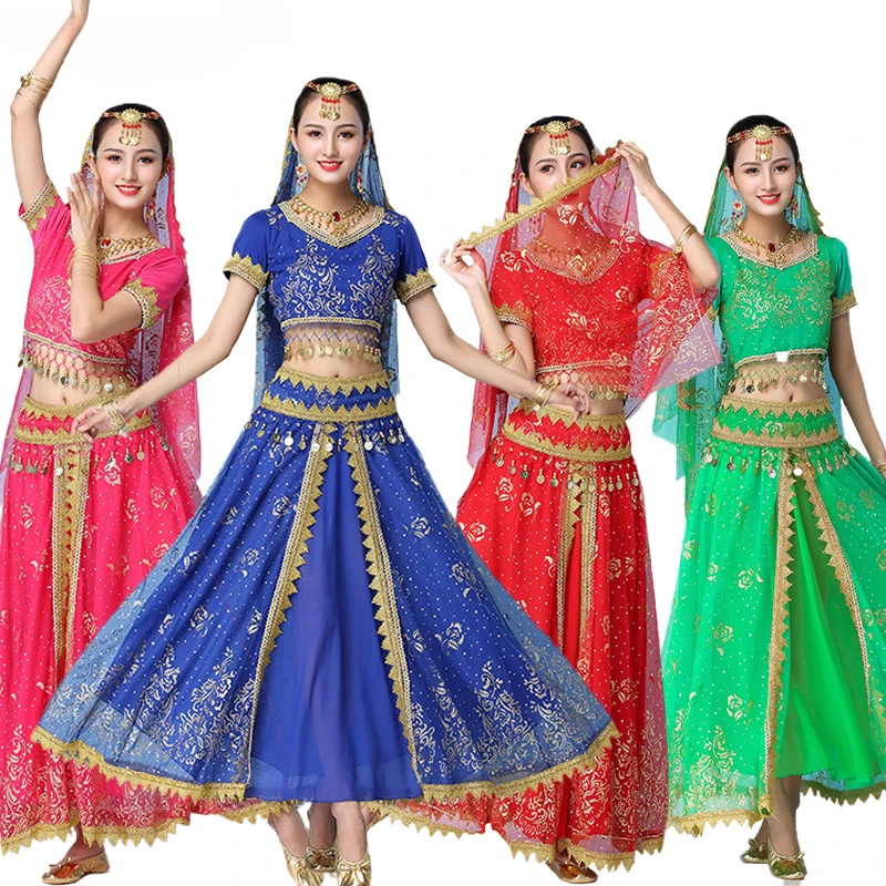 New Sexy Women India Belly Dance Costumes Set Sari Outfit Bollywood Egypt Belly Dance Stage Performance Chiffon Sequin Top Skirt
New Sexy Women India Belly Dance Costumes Set Sari Outfit Bollywood Egypt Belly Dance Stage Performance Chiffon Sequin Top Skirt