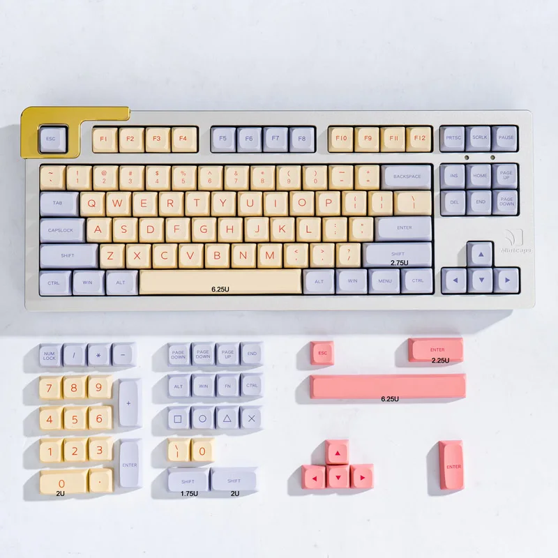 

Колпачки для механической клавиатуры GMK Marshmallow с 128 клавишами, вишневый профиль, колпачки для клавиш PBT, индивидуальные колпачки для механической клавиатуры на английском языке 61/64/68