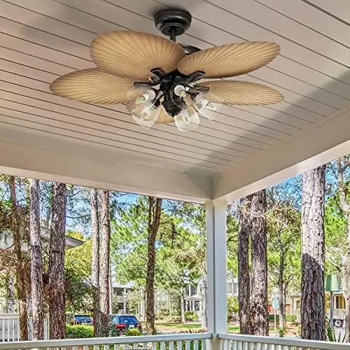 Ceiling Fans with Light and Remote, 52 Inch Palm Leaf Fanlight with Clear Seeded Glass Light Kit, 3 Speed, 4 Timer, Silent Rever
Ceiling Fans with Light and Remote, 52 Inch Palm Leaf Fanlight with Clear Seeded Glass Light Kit, 3 Speed, 4 Timer, Silent Rever