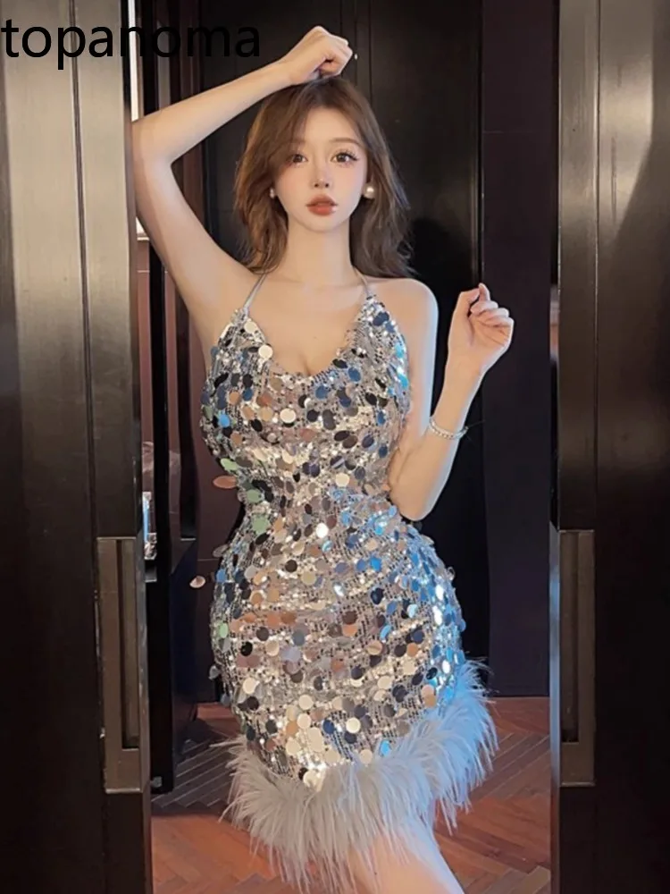 Topanoma Evening Dresses Women Sequins Patchwork Furry Patchwork Backless Elegant Sexy Cocktail Dress Wedding Party Birthday
Topanoma Evening Dresses Women Sequins Patchwork Furry Patchwork Backless Elegant Sexy Cocktail Dress Wedding Party Birthday