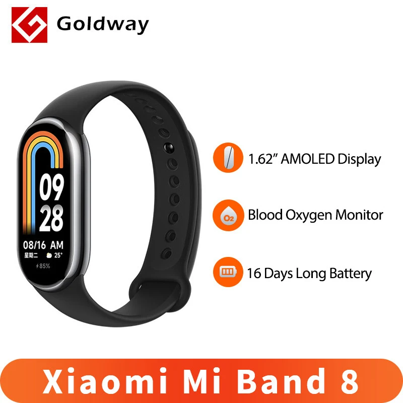 

Xiaomi Mi Band 8 Smart Bracelet 1.62" AMOLED Display Blood Oxygen Fitness Traker Heart Rate Bluetooth 5 ATM Waterproof Miband 8