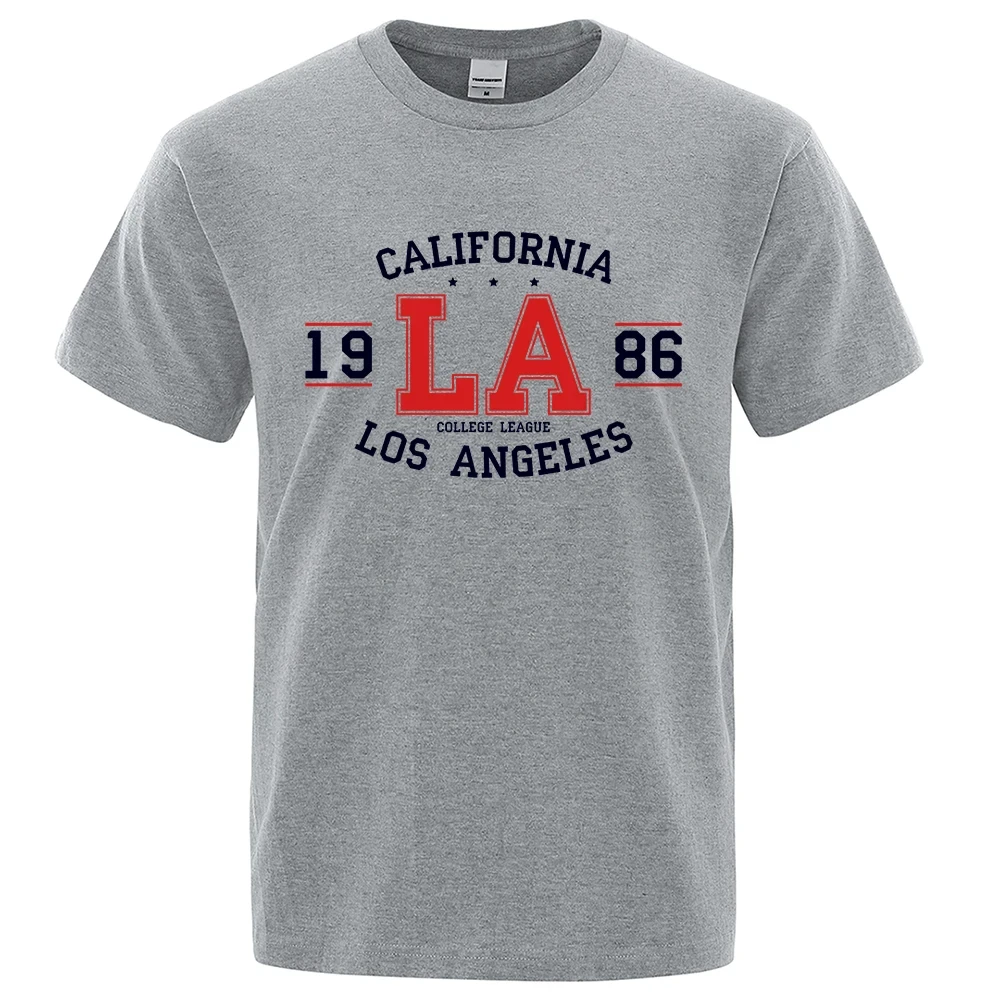 

California 1986 Los Angeles Man Women T-Shirts Hip Hop Shirt USA City Street Tops Breathable Cotton Oversized Clothing 64721
