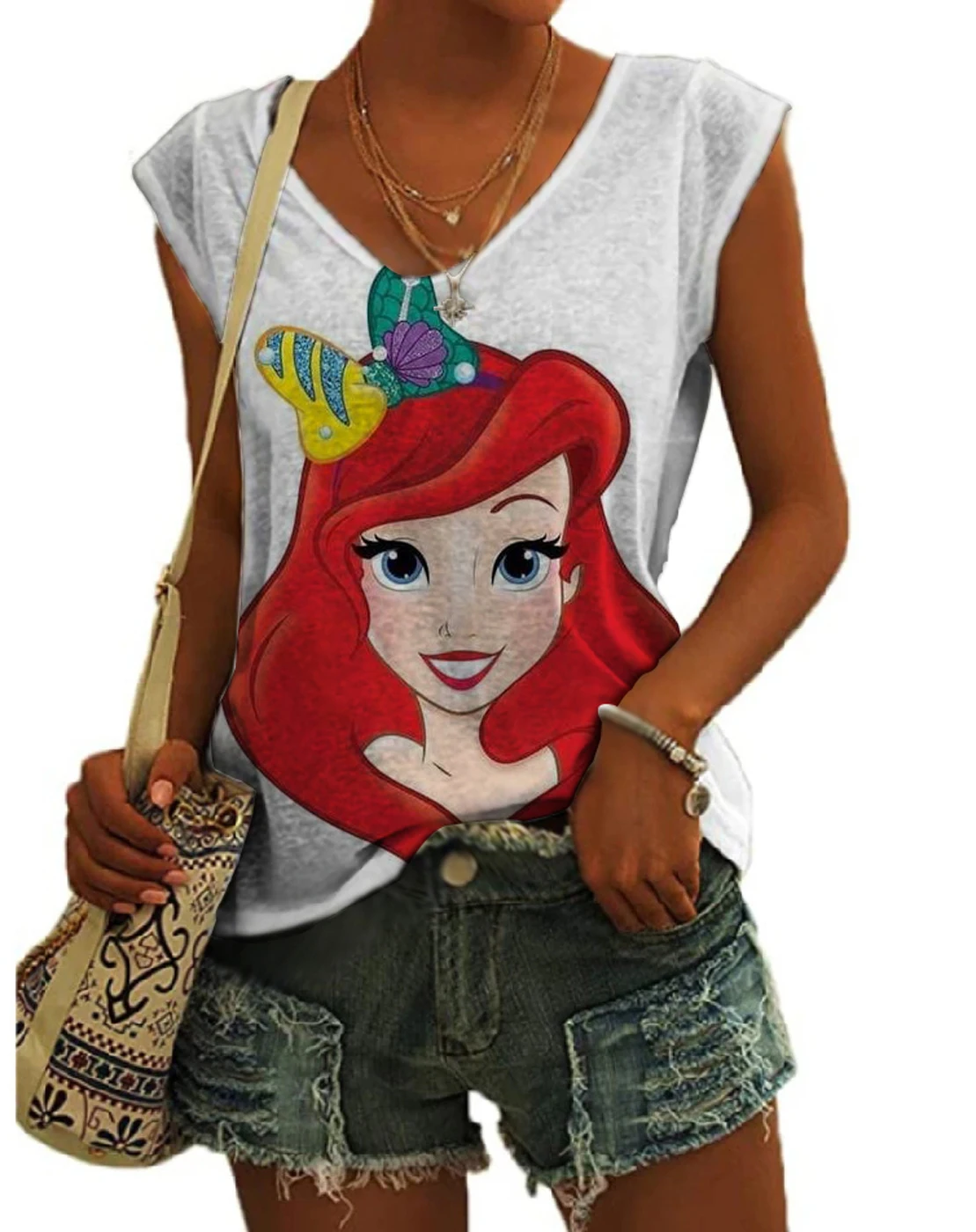 Cute Ariel Mermaid Anime 3D Printing 2023 Summer New Disney Brand Cartoon Pattern Ladies Street V Neck Sleeveless Vest Y2K
Cute Ariel Mermaid Anime 3D Printing 2023 Summer New Disney Brand Cartoon Pattern Ladies Street V Neck Sleeveless Vest Y2K
