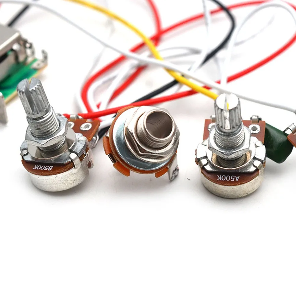 Electric Guitar PreWired Wi Harness 1 Volume 2 Tone Control 5 Way Switch A500K B500K Pots Line Assembly 5-position Switch
Electric Guitar PreWired Wi Harness 1 Volume 2 Tone Control 5 Way Switch A500K B500K Pots Line Assembly 5-position Switch