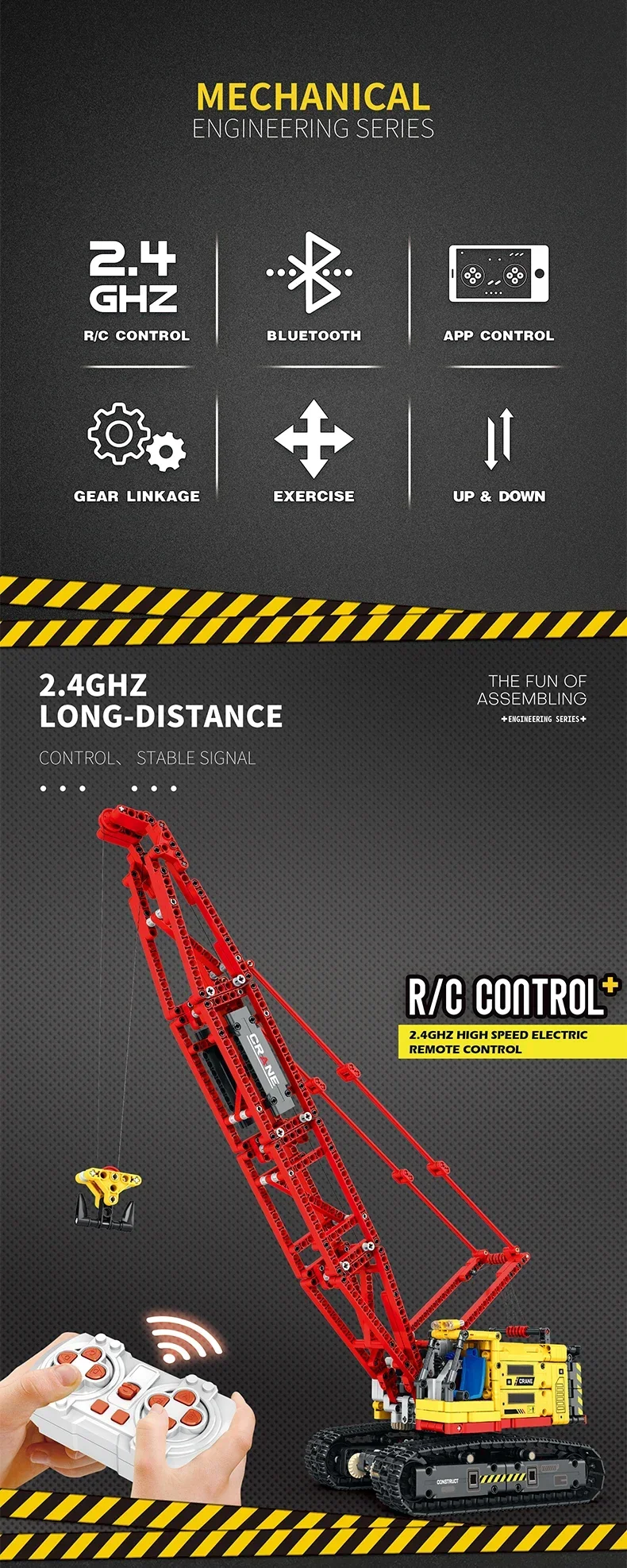 1322PCS Crawler Construction Vehicle MOC Model Building Blocks City Engineering Crane RC Car Assemble Bricks Toys Gifts For Kids 1322PCS Crawler Construction Vehicle MOC Model Building Blocks City Engineering Crane RC Car Assemble Bricks Toys Gifts For Kids