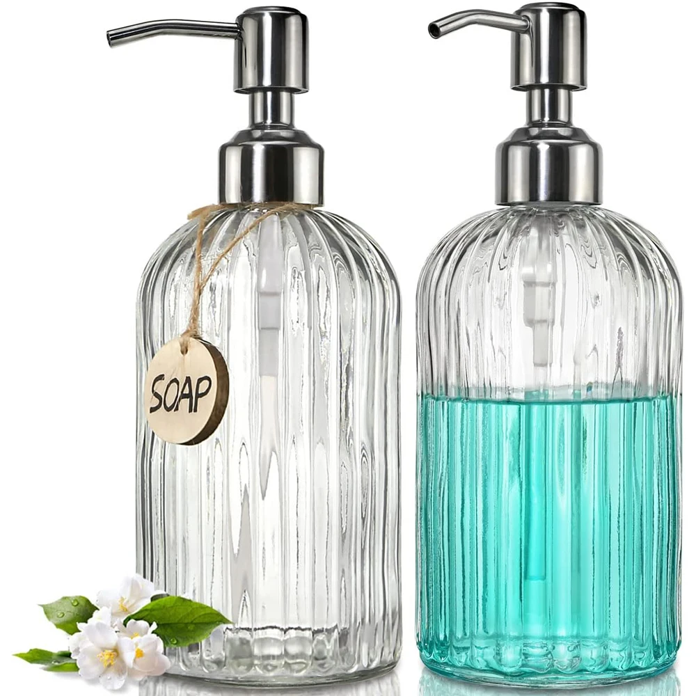 2PACK 18 Oz Glass Soap Dispenser with Rust Proof Stainless Steel Pump, Refillable Hand Soap Dispenser with Vertical Stripe
2PACK 18 Oz Glass Soap Dispenser with Rust Proof Stainless Steel Pump, Refillable Hand Soap Dispenser with Vertical Stripe