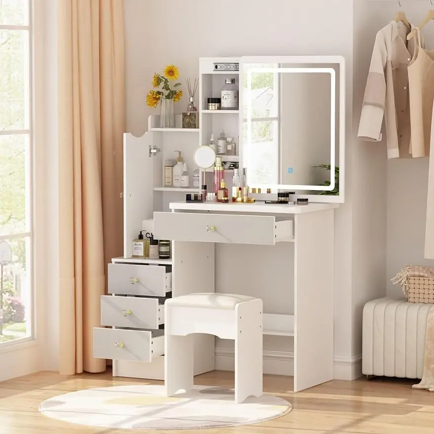 Vanity Desk with Mirror and Lights, Vanity Makeup Desk with Sliding Lighted Mirror and Drawers , Vanity Mirror Makeup Desk
Vanity Desk with Mirror and Lights, Vanity Makeup Desk with Sliding Lighted Mirror and Drawers , Vanity Mirror Makeup Desk