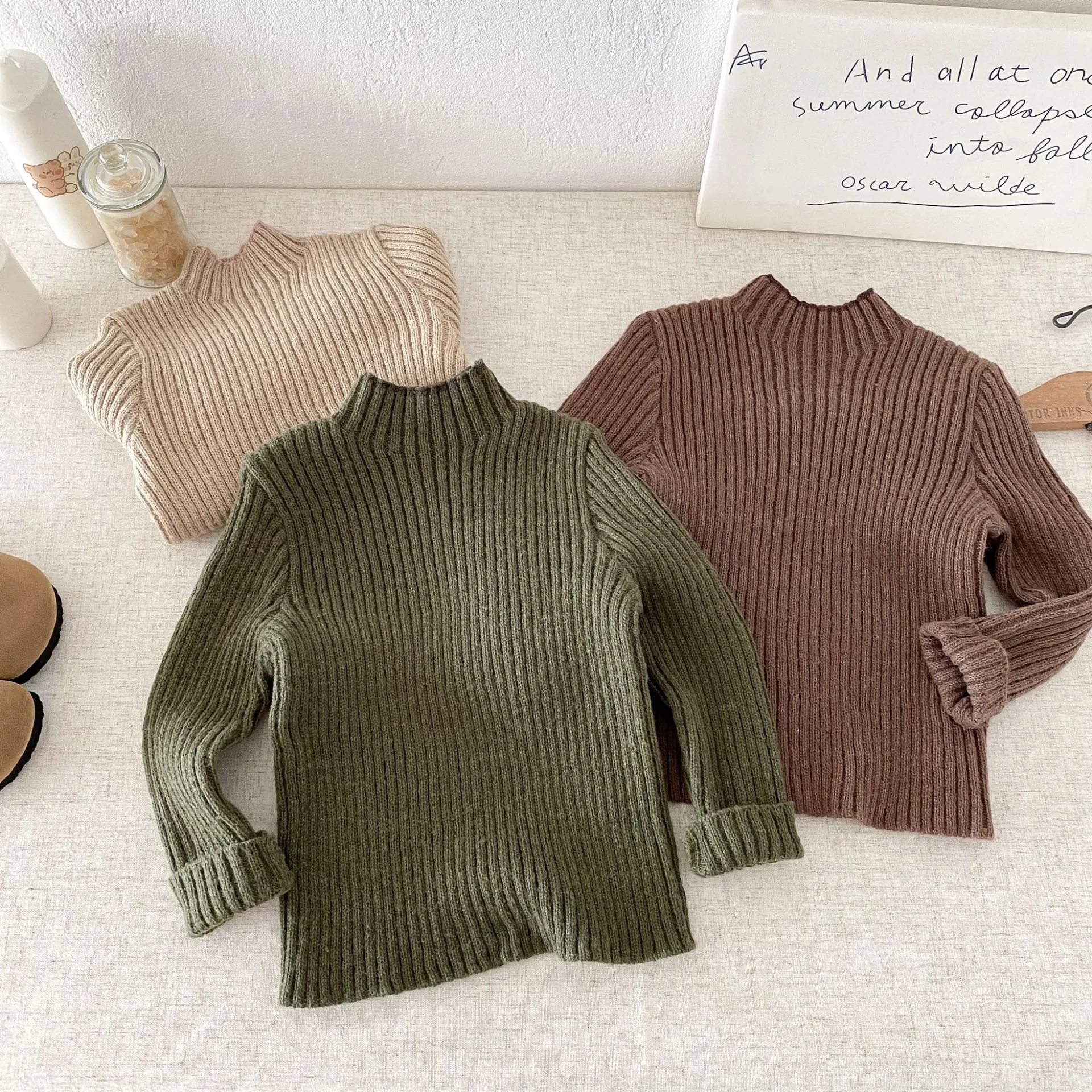 2025 Autumn New Children Long Sleeve Sweater Girls Knit Shirts Cotton Baby Knitted Pullover Kids Casual Sweater Infant Clothes 32
