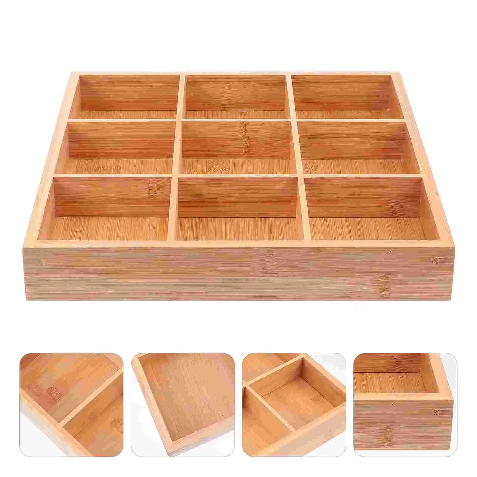 

Veggie Trays Divided Platter Bamboo Serving Tray Wooden Food Server 9 Compartment Candy Bowl Appetizer Sushi Plate Japanese Taco