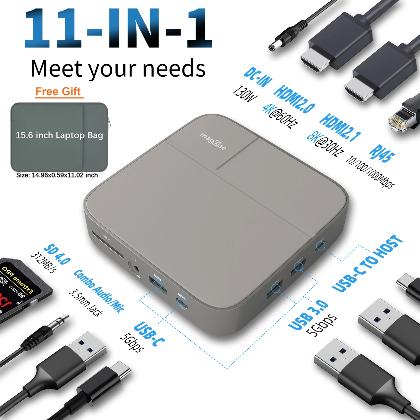 8K 30Hz USB C Docking Station RJ45 Dual monitor 4K 60Hz Dual HDMI SD Card Slot DC Adapter for Thunderbolt 3/4 Lenovo Dell Laptop
8K 30Hz USB C Docking Station RJ45 Dual monitor 4K 60Hz Dual HDMI SD Card Slot DC Adapter for Thunderbolt 3/4 Lenovo Dell Laptop