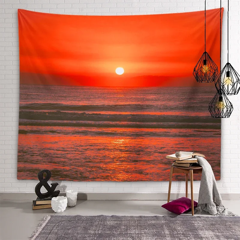 

Seaside Sunset Sunset Scenery Tapestry Sunshine Forest Wall Decoration Tapestry Living Room Room Aesthetics Home Decoration