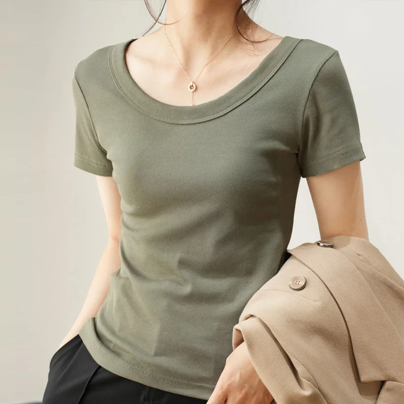 2024 Summer New Selection Excellent Cotton U-Neck T-Shirt Women's Loose Short Sleeved High Quality Shopping Travel Bottom Top 
2024 Summer New Selection Excellent Cotton U-Neck T-Shirt Women's Loose Short Sleeved High Quality Shopping Travel Bottom Top